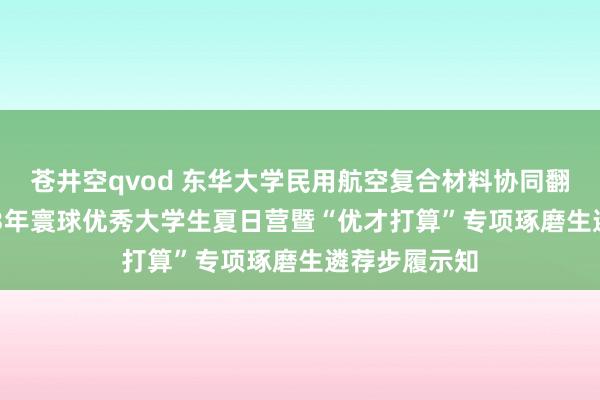 苍井空qvod 东华大学民用航空复合材料协同翻新中心 2023年寰球优秀大学生夏日营暨“优才打算”专项琢磨生遴荐步履示知