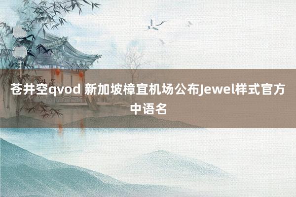 苍井空qvod 新加坡樟宜机场公布Jewel样式官方中语名